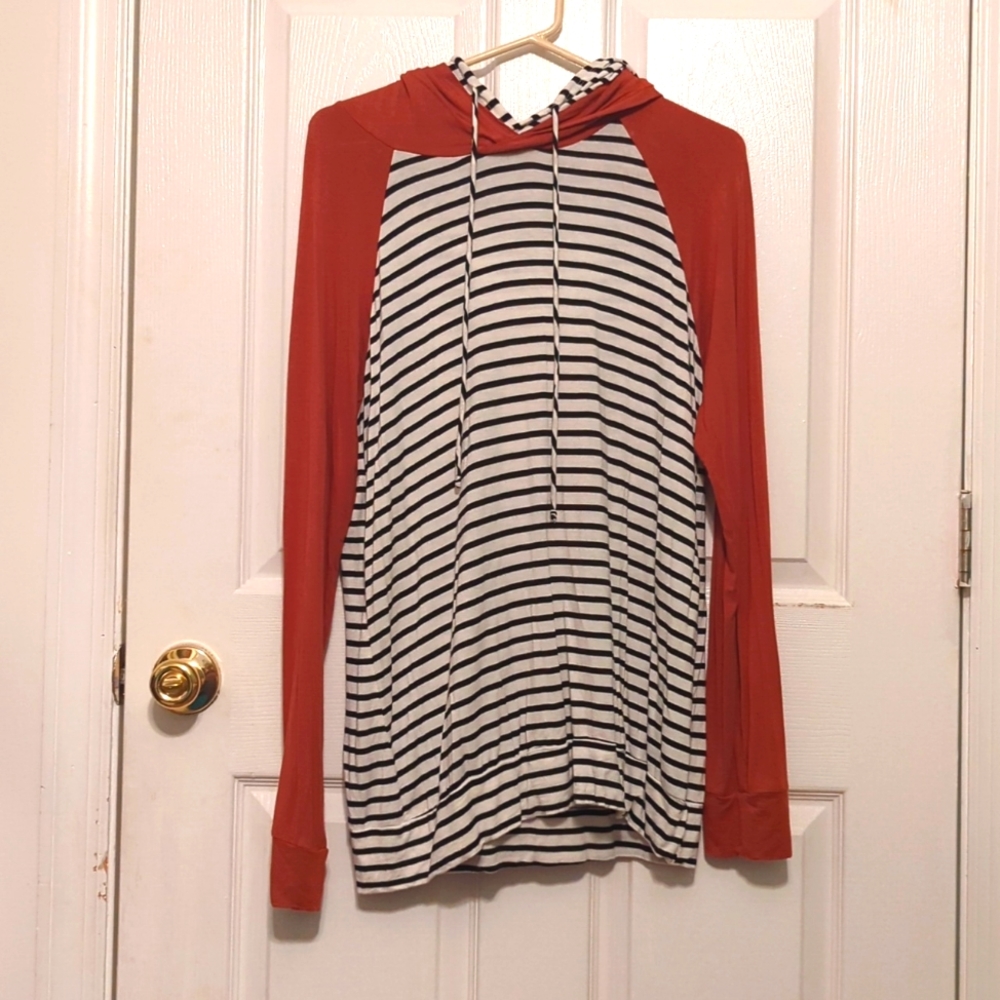 ADORA striped top with double hood